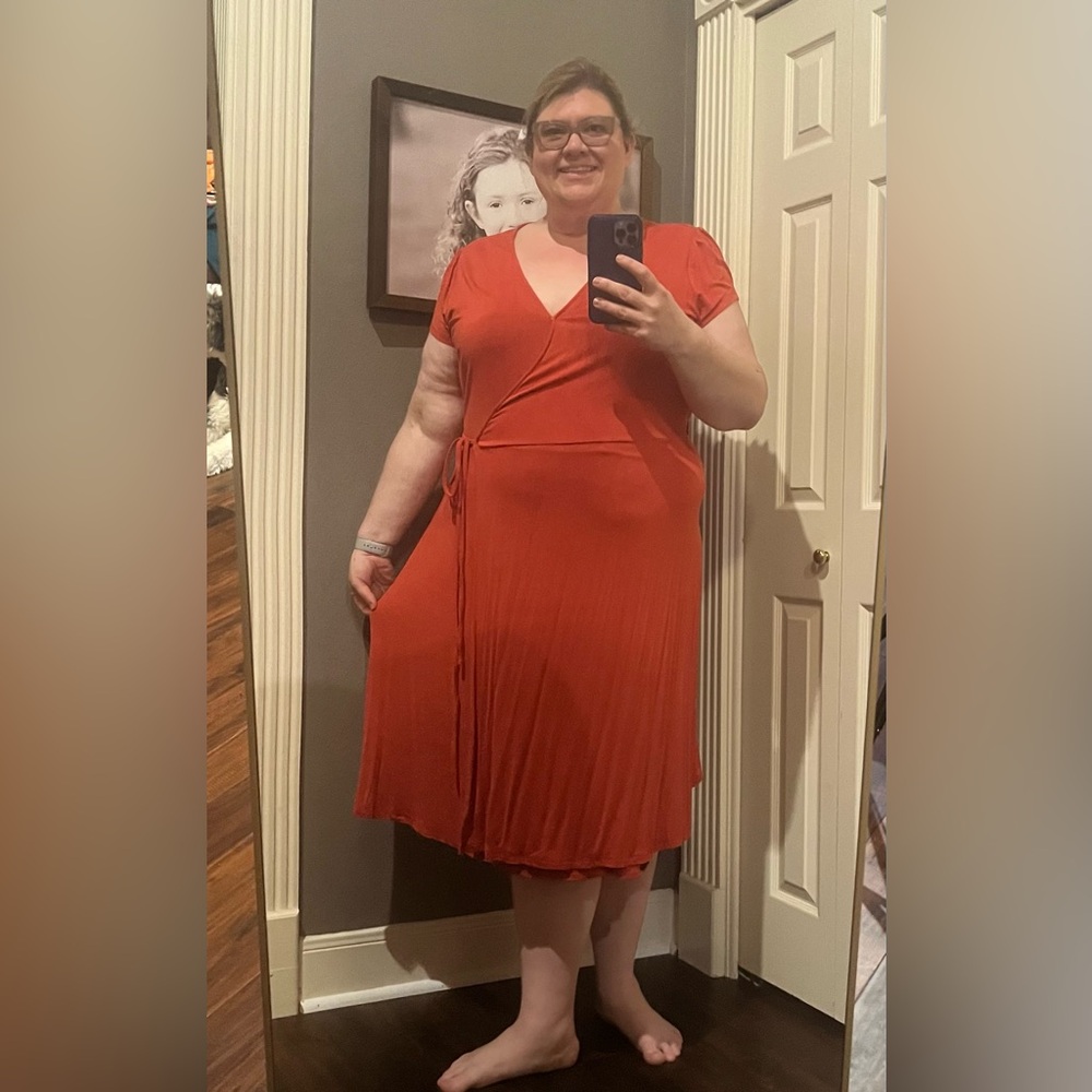 Sugarlips wrap dress in brick red 3x